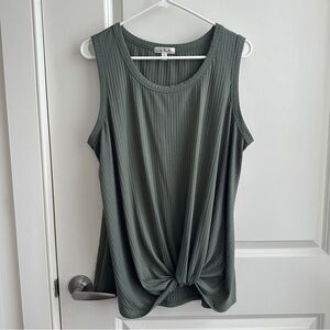 Nine Britton Levie Sleeveless Knot Front Top - Olive - 1X